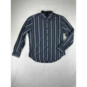 BKE Button Up Mens Slim Fit XXL Blue Grey Stripe Long Sleeve Casual Shirt Cotton
